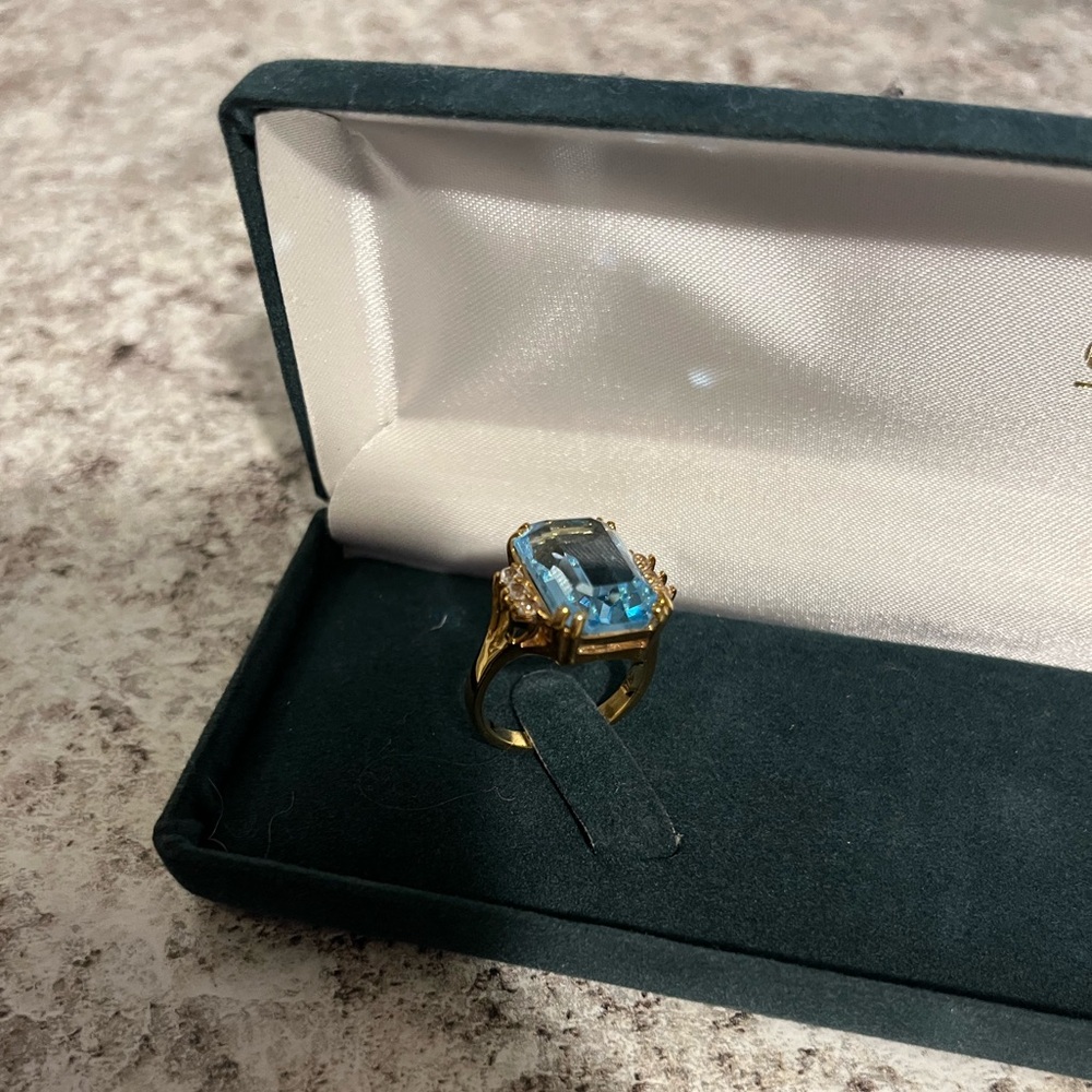 Vintage DAC Aqua Blue Stone Ring - Signed